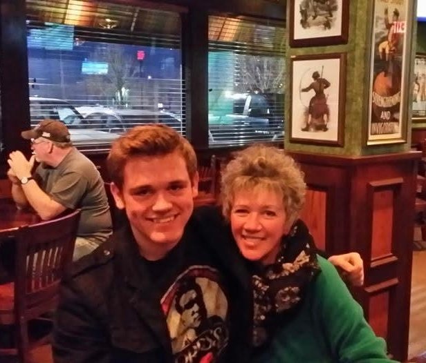 Shawn and Kirby at family dinner, 2014